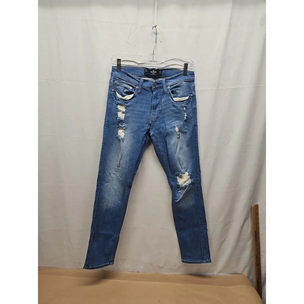 Hollister Mens Blue Skinny Fit Stretch Factory Denim Jeans Low Rise Size 29 X 30 - Picture 2 of 16